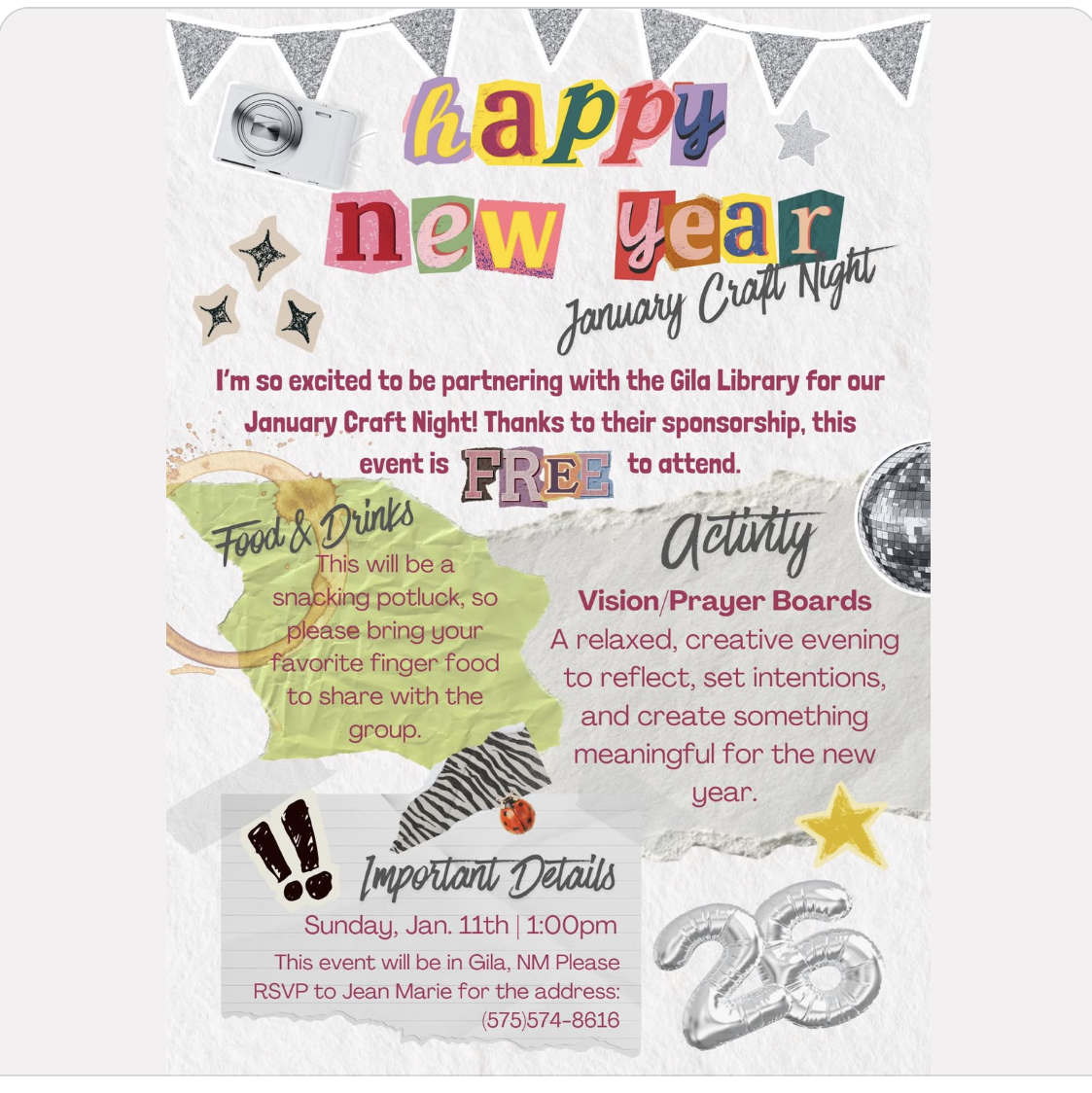 January 11th 1pm Craft event