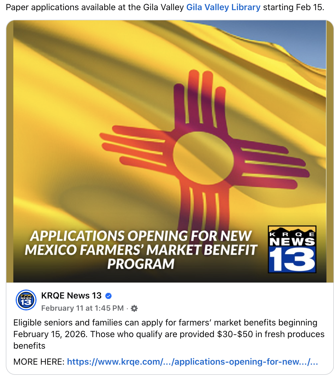 NM Farmwers' Market Venefit Program